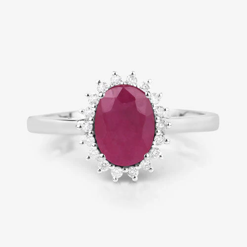 1.58 Carat Genuine Ruby and White Diamond 10K White Gold Ring - Image 8