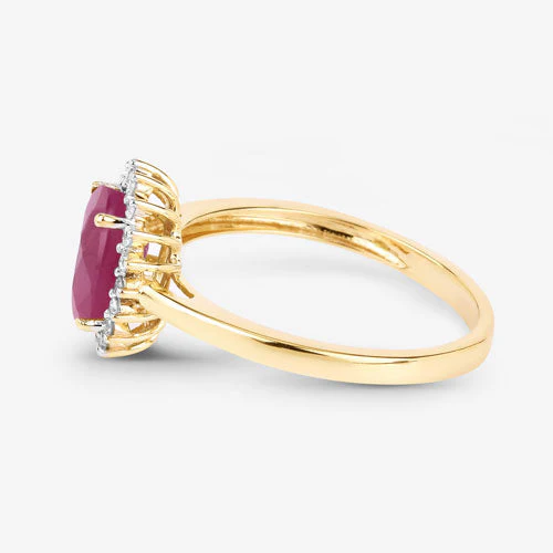 1.58 Carat Genuine Ruby and White Diamond 10K Yellow Gold Ring - Image 6