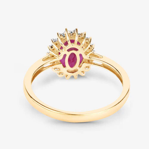 1.58 Carat Genuine Ruby and White Diamond 10K Yellow Gold Ring - Image 7
