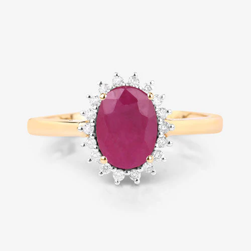 1.58 Carat Genuine Ruby and White Diamond 10K Yellow Gold Ring - Image 8