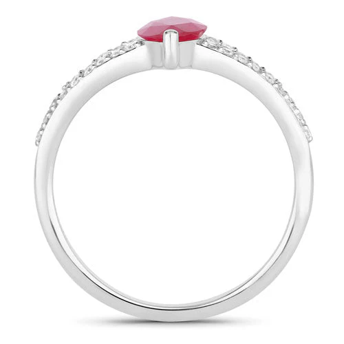 1.58 Carat Genuine Ruby and White Diamond 14K White Gold Ring - Image 2