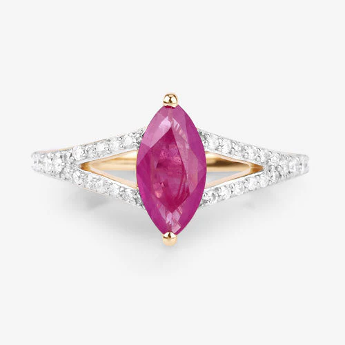 1.58 Carat Genuine Ruby and White Diamond 14K Yellow Gold Ring - Image 8