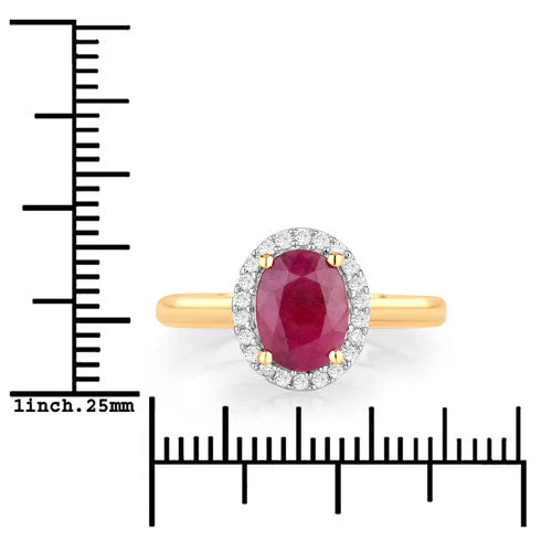 1.59 Carat Genuine Ruby and White Diamond 10K Yellow Gold Ring - Image 3