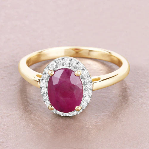 1.59 Carat Genuine Ruby and White Diamond 10K Yellow Gold Ring - Image 4