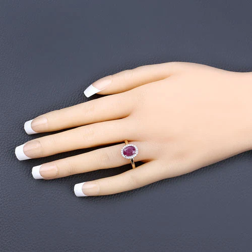 1.59 Carat Genuine Ruby and White Diamond 10K Yellow Gold Ring - Image 5