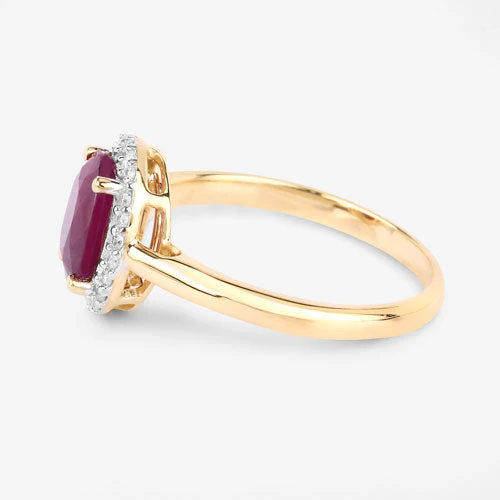 1.59 Carat Genuine Ruby and White Diamond 10K Yellow Gold Ring - Image 6