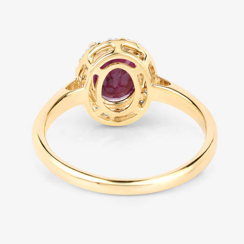 1.59 Carat Genuine Ruby and White Diamond 10K Yellow Gold Ring - Image 7