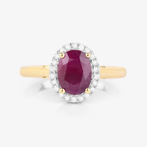 1.59 Carat Genuine Ruby and White Diamond 10K Yellow Gold Ring - Image 8