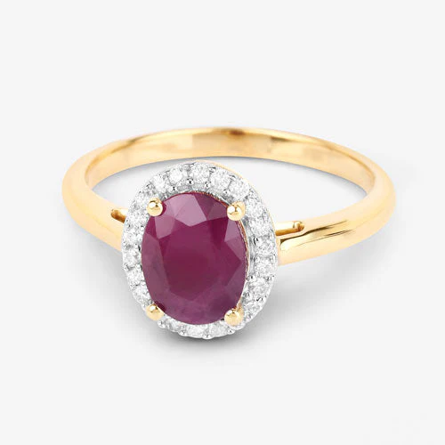 1.59 Carat Genuine Ruby and White Diamond 10K Yellow Gold Ring - Image 9