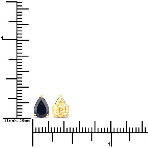1.60 Carat Genuine Blue Sapphire 14K Yellow Gold Earrings - Image 3