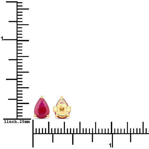 1.60 Carat Genuine Ruby 10K Yellow Gold Earrings - Image 3