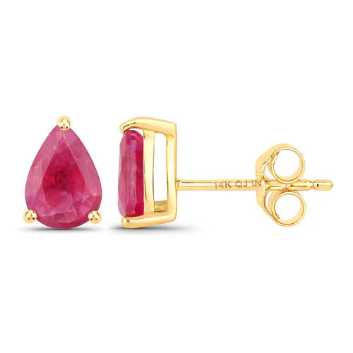 1.60 Carat Genuine Ruby 14K Yellow Gold Earrings - Image 2