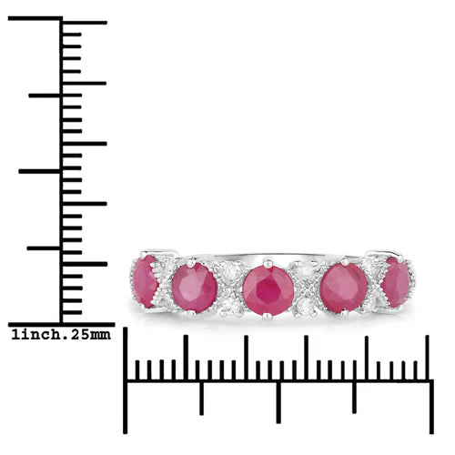 1.61 Carat Genuine Ruby and White Diamond 14K White Gold Ring - Image 7