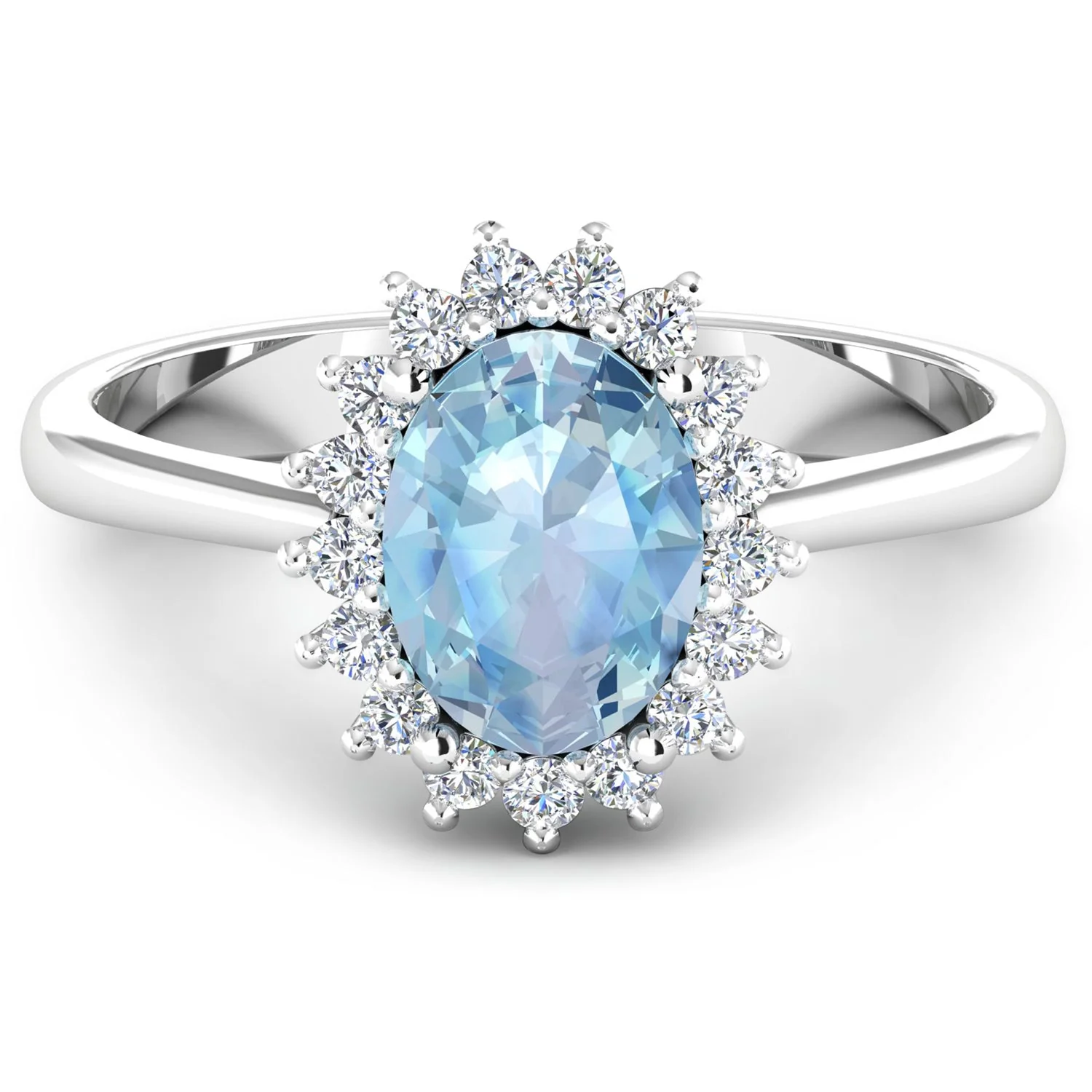 1.62 Carat Genuine Aquamarine and White Diamond 14K White Gold Ring - Image 3