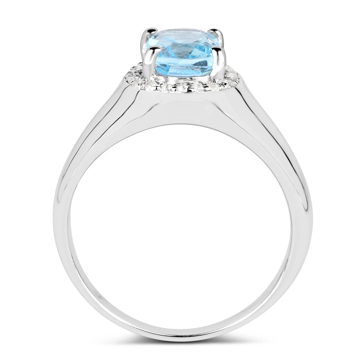 1.62 Carat Genuine Blue Topaz and White Topaz .925 Sterling Silver Ring - Image 2