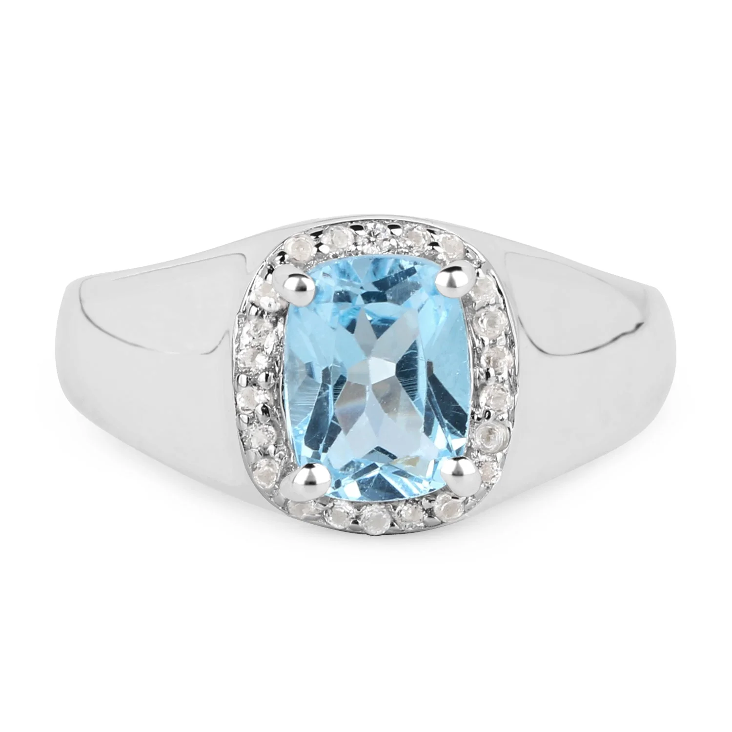 1.62 Carat Genuine Blue Topaz and White Topaz .925 Sterling Silver Ring - Image 3