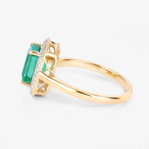 1.62 Carat Genuine Ethiopian Emerald and White Diamond 14K Yellow Gold Ring - Image 6