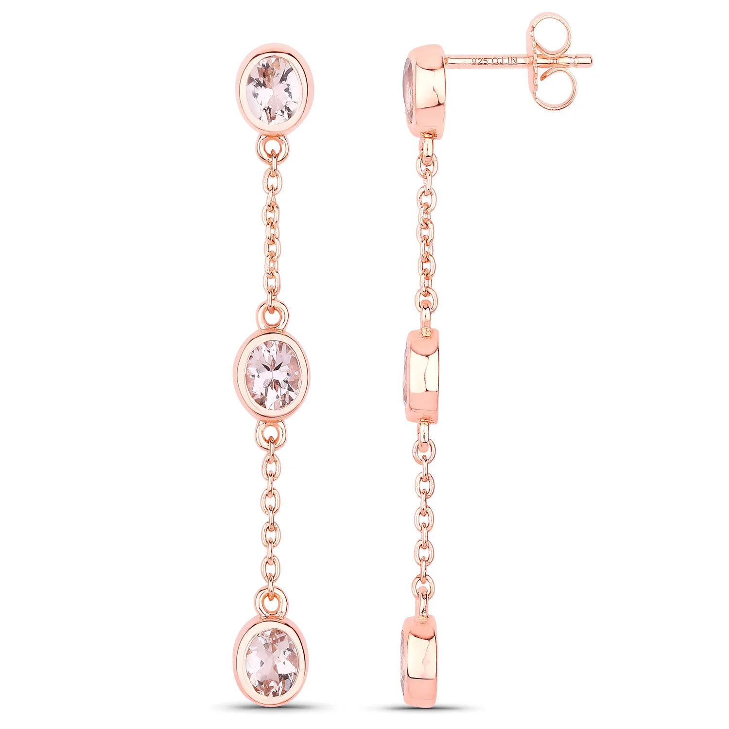 1.62 Carat Genuine Morganite .925 Sterling Silver Earrings - Image 2