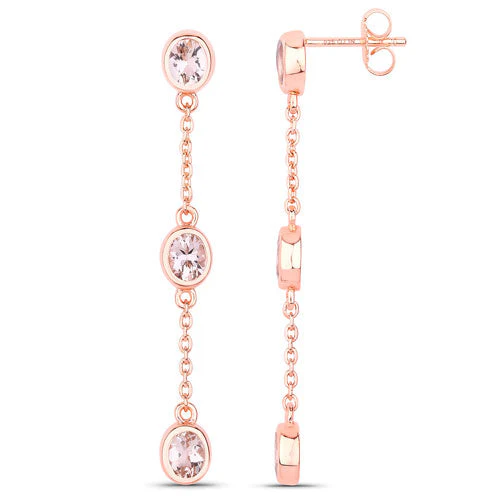 1.62 Carat Genuine Morganite .925 Sterling Silver Earrings - Image 6