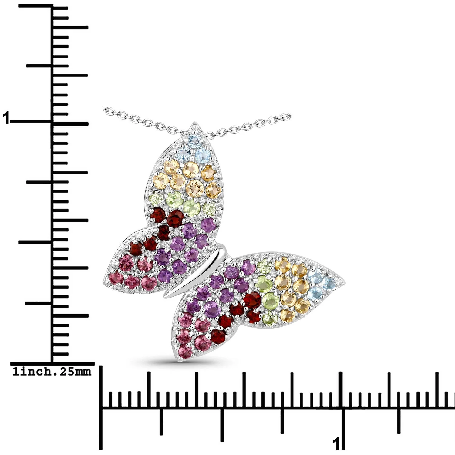 1.62 Carat Genuine Multi Stones .925 Sterling Silver Pendant - Image 3