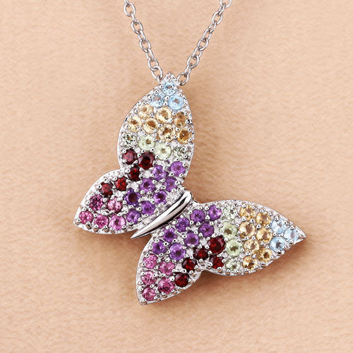 1.62 Carat Genuine Multi Stones .925 Sterling Silver Pendant - Image 9