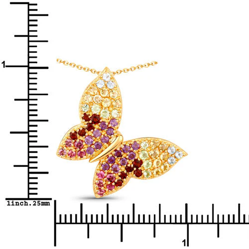 1.62 Carat Genuine Multi Stones .925 Sterling Silver Pendant - Image 7