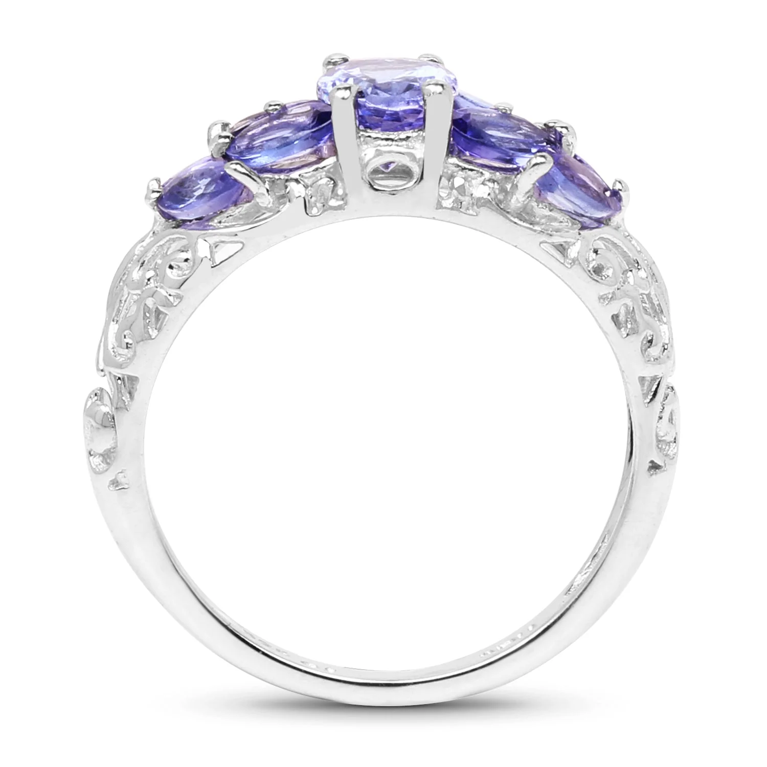 1.63 Carat Genuine Tanzanite .925 Sterling Silver Ring - Image 2