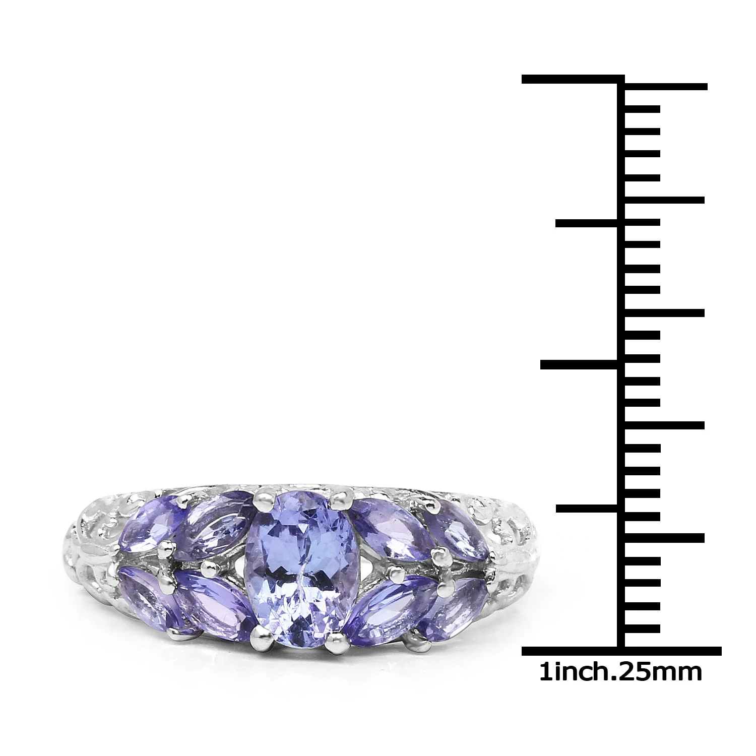 1.63 Carat Genuine Tanzanite .925 Sterling Silver Ring - Image 3