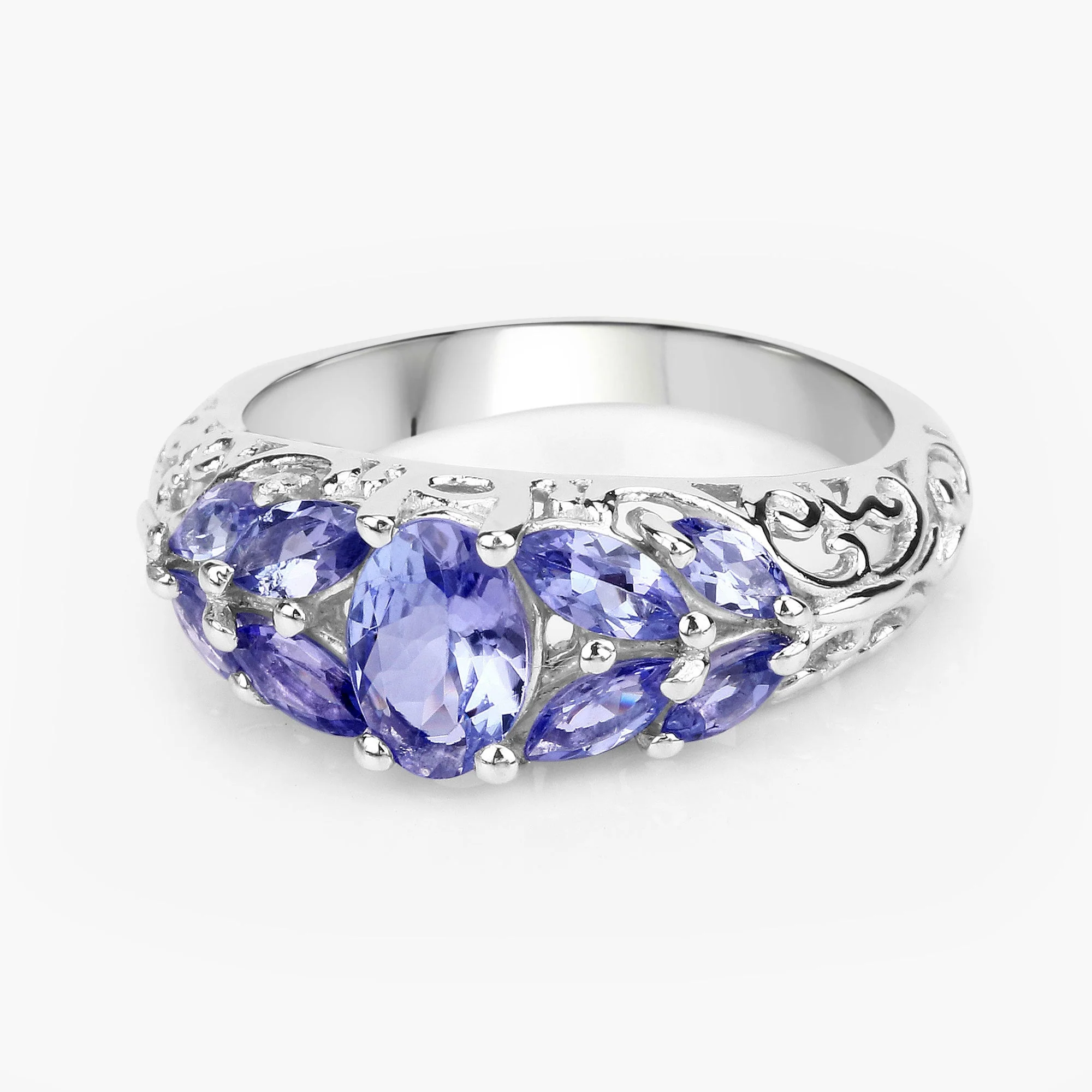 1.63 Carat Genuine Tanzanite .925 Sterling Silver Ring - Image 4