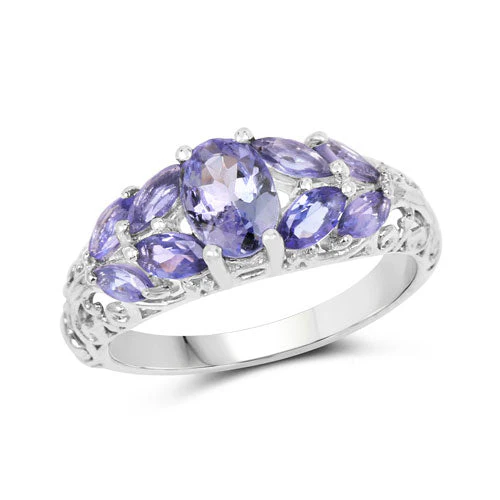 1.63 Carat Genuine Tanzanite .925 Sterling Silver Ring - Image 5