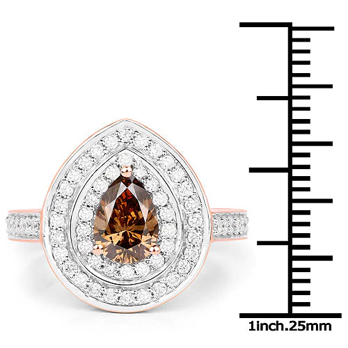 1.64 Carat Genuine Chocolate Brown Diamond and White Diamond 18K Rose Gold Ring - Image 6