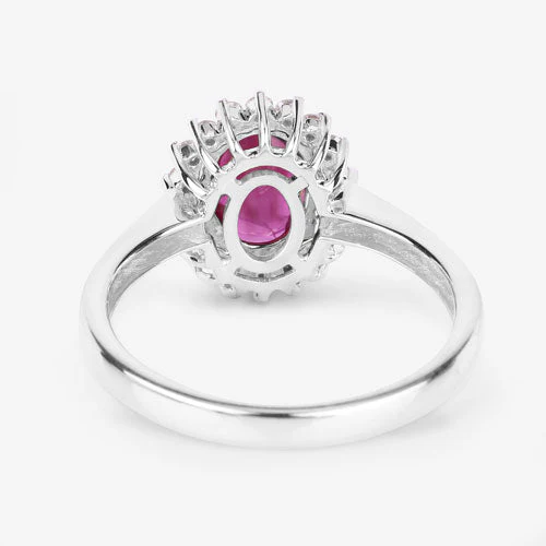 1.64 Carat Genuine Ruby and White Diamond 14K White Gold Ring - Image 7