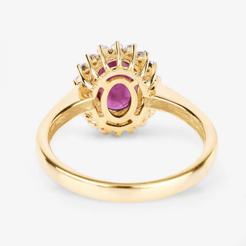 1.64 Carat Genuine Ruby and White Diamond 14K Yellow Gold Ring - Image 7
