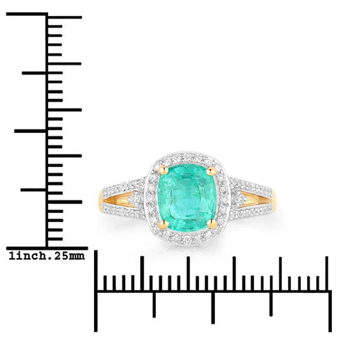 1.65 Carat Genuine Ethiopian Emerald and White Diamond 14K Yellow Gold Ring - Image 3