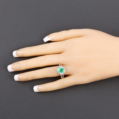 1.65 Carat Genuine Ethiopian Emerald and White Diamond 14K Yellow Gold Ring - Image 5