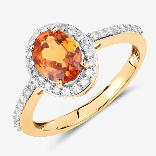 1.66 Carat Genuine Spessartite Garnet and White Diamond 14K Yellow Gold Ring - Image 11