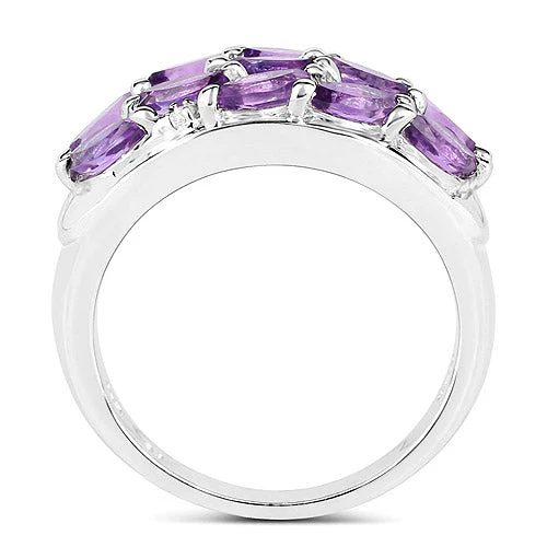 1.67 Carat Genuine  Amethyst and White Topaz .925 Sterling Silver Ring - Image 5