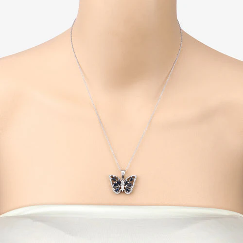 1.67 Carat Genuine Blue Sapphire and White Zircon .925 Sterling Silver Pendant - Image 10