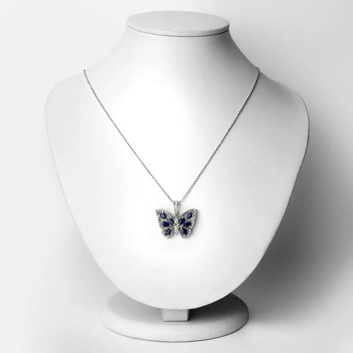 1.67 Carat Genuine Blue Sapphire and White Zircon .925 Sterling Silver Pendant - Image 6