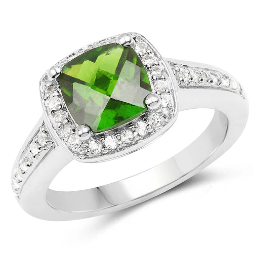 1.67 Carat Genuine Chrome Diopside & White Topaz .925 Sterling Silver Ring - Image 4