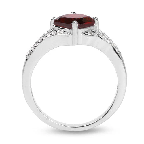 1.67 Carat Genuine Garnet and White Topaz .925 Sterling Silver Ring - Image 5