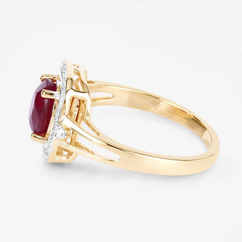1.67 Carat Genuine Ruby and White Diamond 14K Yellow Gold Ring - Image 6