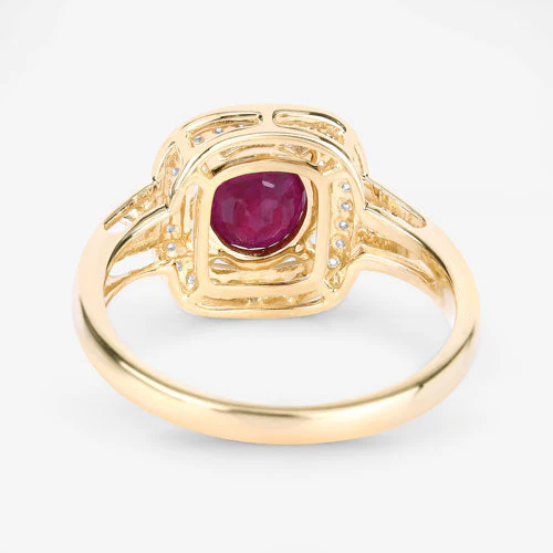1.67 Carat Genuine Ruby and White Diamond 14K Yellow Gold Ring - Image 7