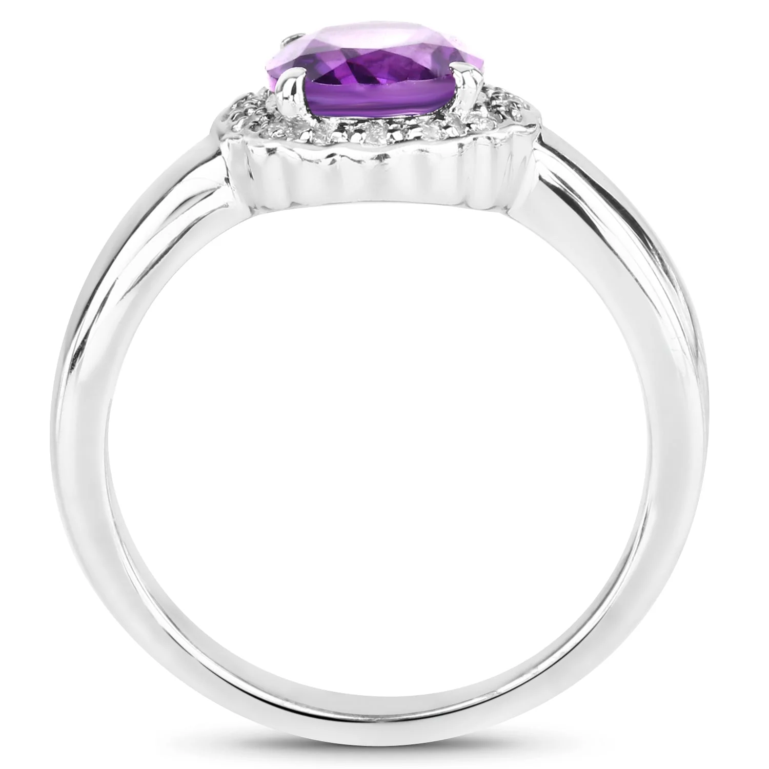 1.68 Carat Genuine Amethyst and White Topaz .925 Sterling Silver Ring - Image 2