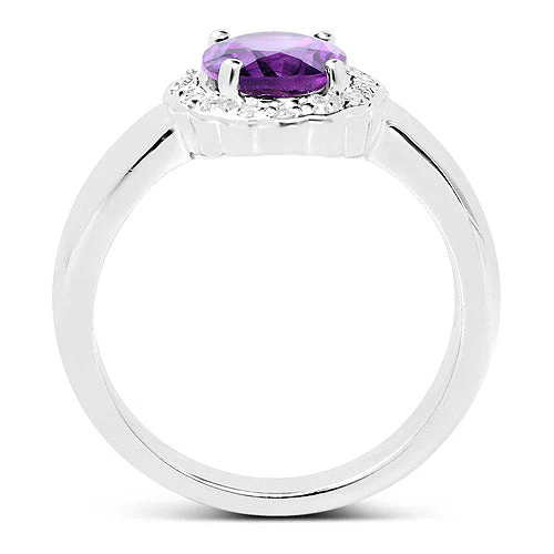 1.68 Carat Genuine Amethyst and White Topaz .925 Sterling Silver Ring - Image 5