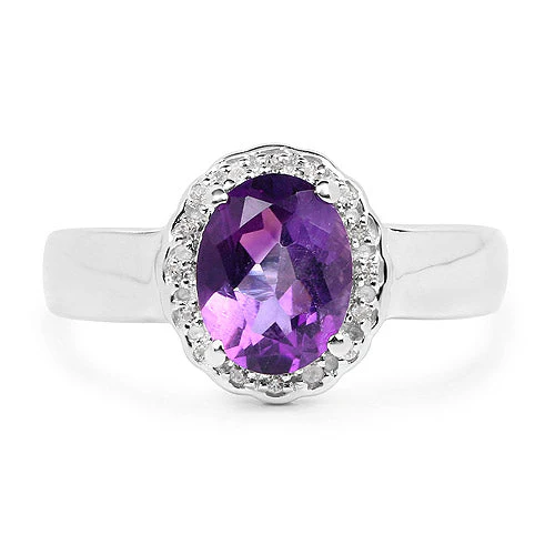 1.68 Carat Genuine Amethyst and White Topaz .925 Sterling Silver Ring - Image 6