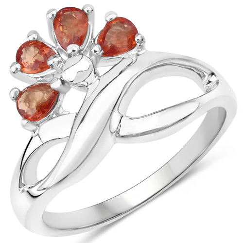 1.68 Carat Genuine Orange Sapphire .925 Sterling Silver Ring - Image 4