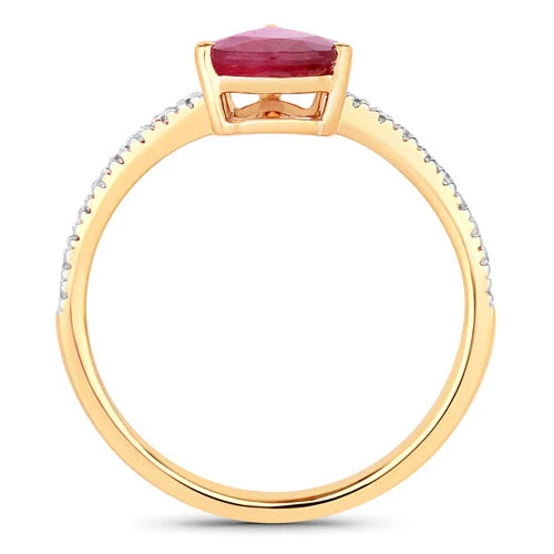 1.68 Carat Genuine Ruby and White Diamond 14K Yellow Gold Ring - Image 2