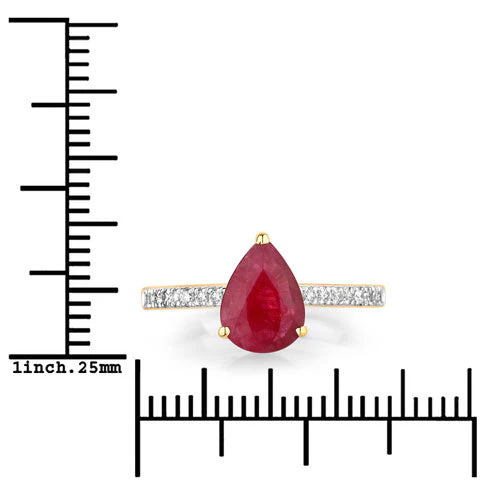 1.68 Carat Genuine Ruby and White Diamond 14K Yellow Gold Ring - Image 3