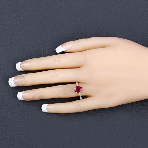 1.68 Carat Genuine Ruby and White Diamond 14K Yellow Gold Ring - Image 5